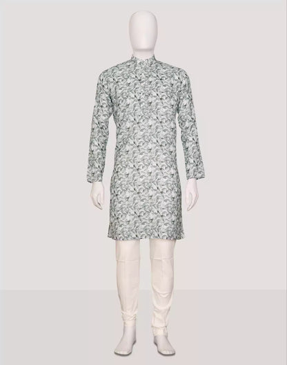 Glaxo Cotton Botanical Print Mehendi Colour Kurta