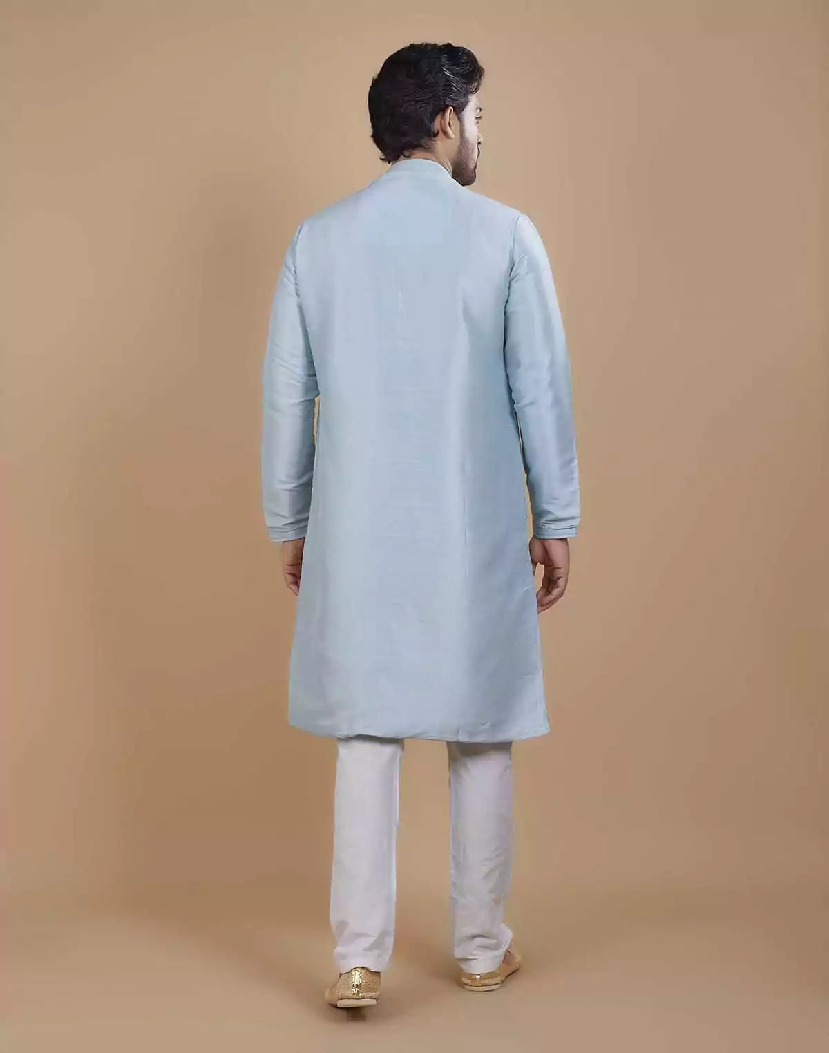 Soft Silk Self Design Pattern Sky Blue Kurta Set