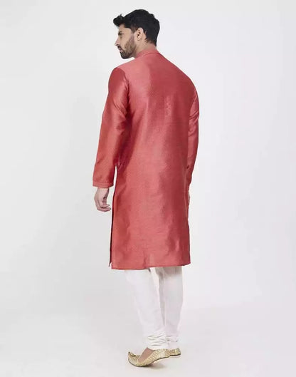Light Orange Astonishing Self Brocade Kurta Pajama Set