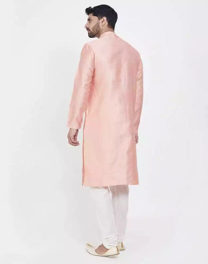 Peach Astonishing Self Brocade Kurta Pajama Set