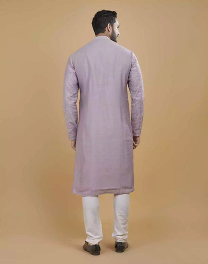 Purple Jacquard Kurta Pajama Set