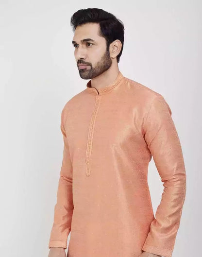 Orange Thread &amp; Sequence Work Kurta Pajama Set