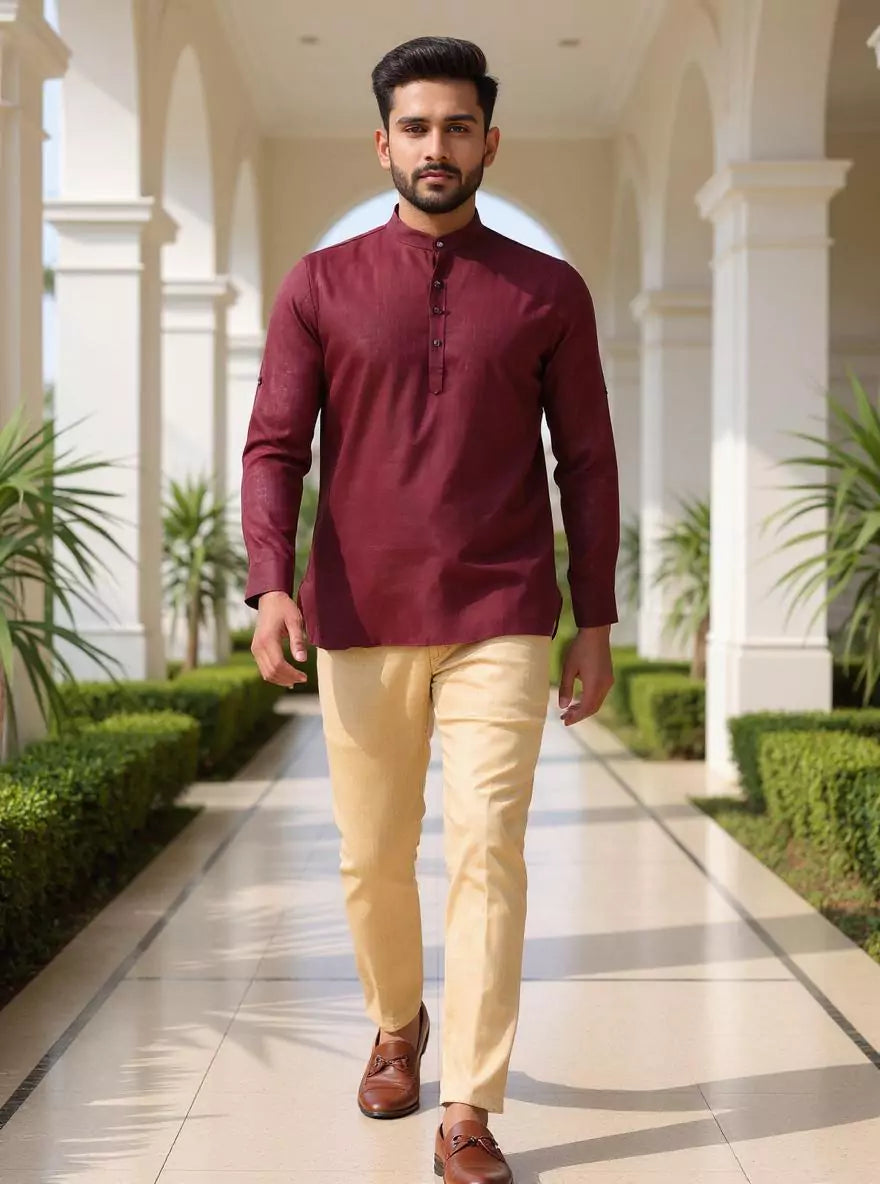 Lenin Solid Casual Short Kurta