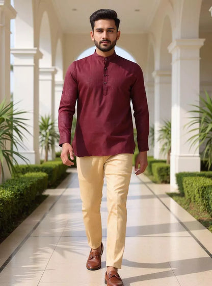 Lenin Solid Casual Short Kurta