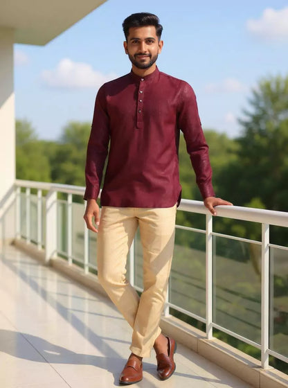 Lenin Solid Casual Short Kurta