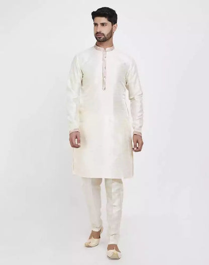 Pink Self Brocade Kurta Set