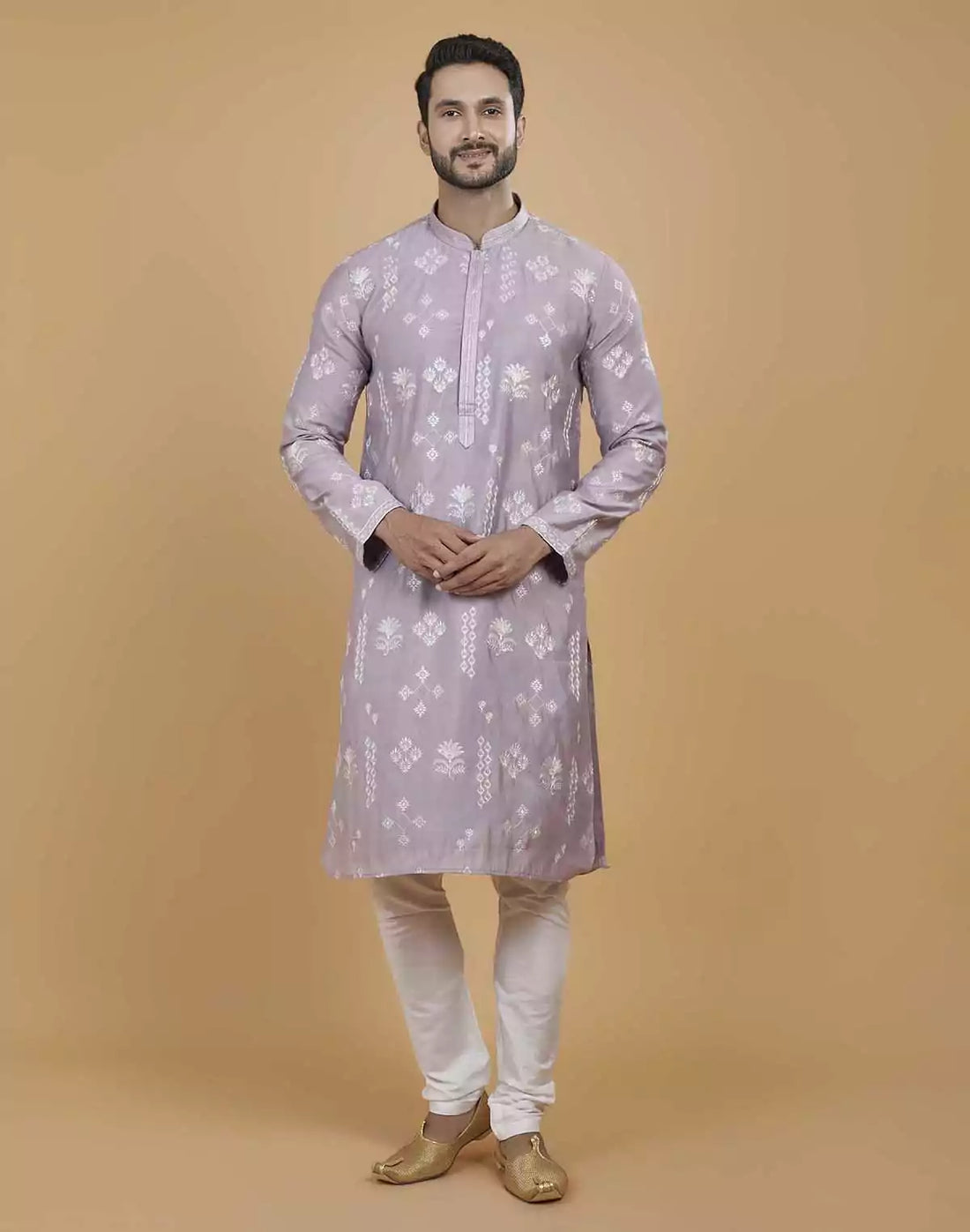 Soft Silk Floral Thread Embroidery work Kurta Set