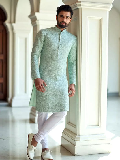 Radiant Cream Floral Print Cotton Blended Kurta