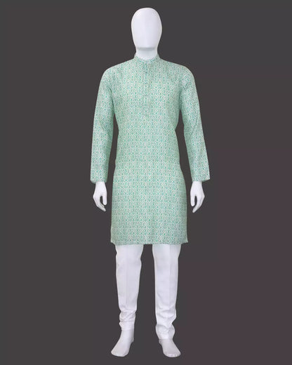 Radiant Cream Floral Print Cotton Blended Kurta