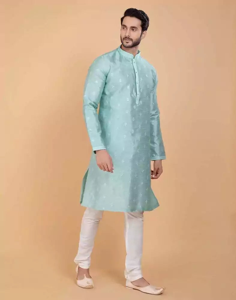Raw Silk Simple and Comfort Embellished work Kurta Set