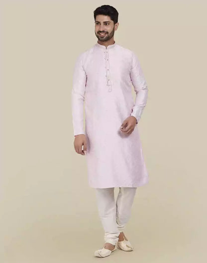 Light Pink Stylish Thread And Sequence Work Kurta Pajama Set