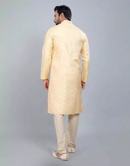 Georgette Yellow Self Design Multicolor Combo Kurta Set