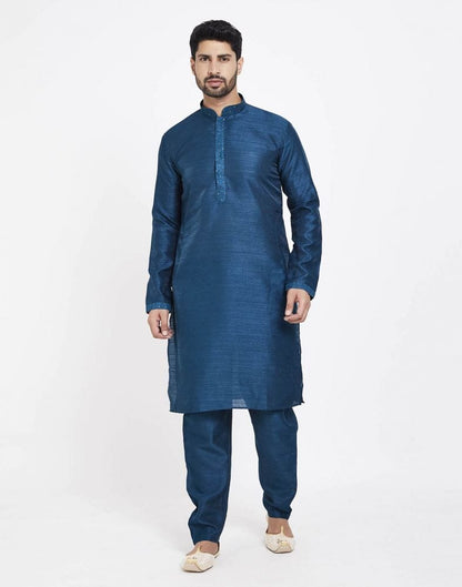 Navy Blue Raw silk Sequence Work Kurta Set
