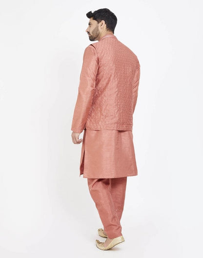 Peach Raw silk Sequence Work Kurta Set