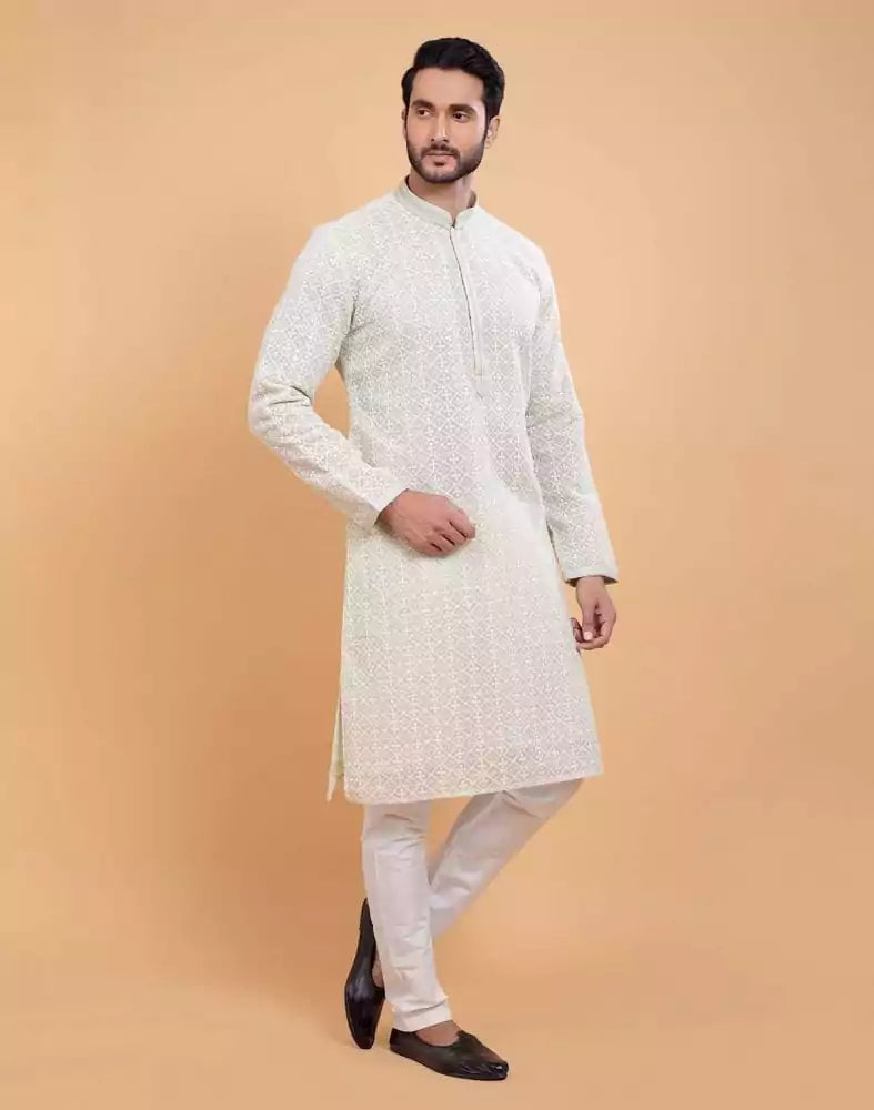Stylish Georgette All Over Self Design Chikankari work Kurta Set