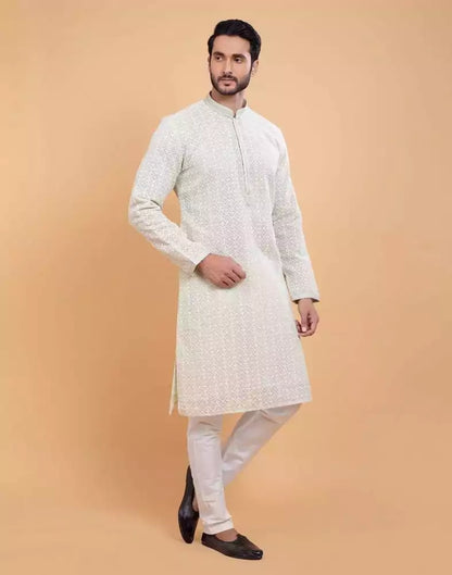 Stylish Georgette All Over Self Design Chikankari work Kurta Set