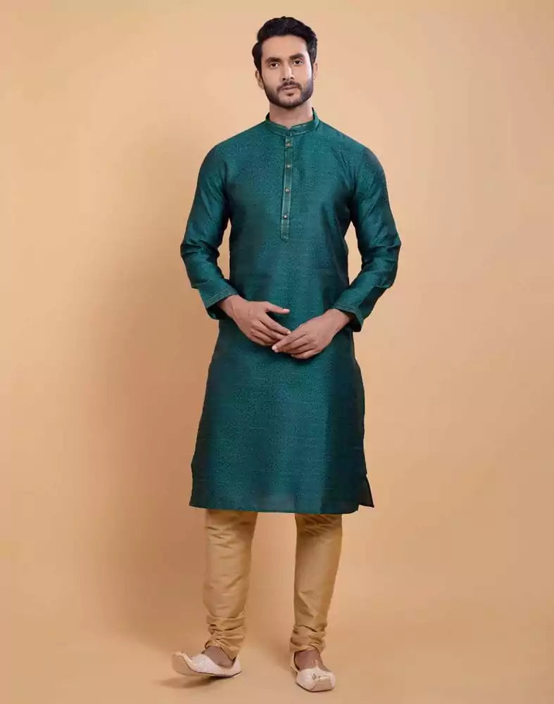 Rama Green Simple Self Made Festive Design Kurta Set