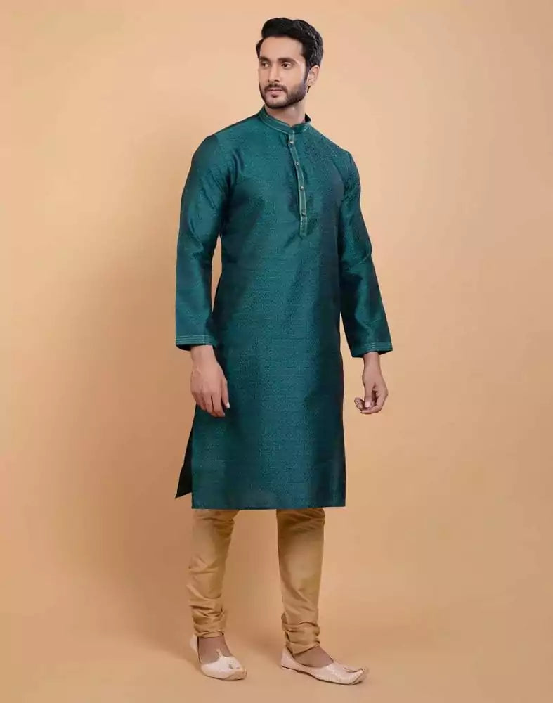 Rama Green Simple Self Made Festive Design Kurta Set