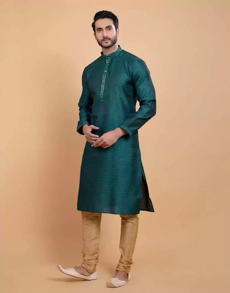 Rama Green Simple Self Made Festive Design Kurta Set