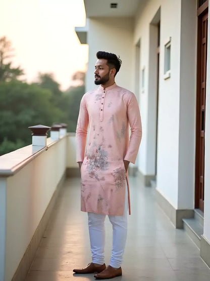 Pink Digital Print Cotton Trending Designer Kurta