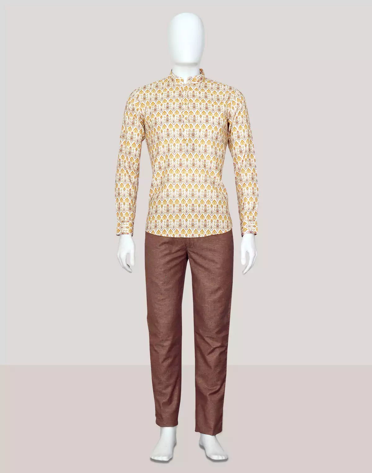 Yellow Ethnic Motifs Cotton Silk Printed Short Kurta