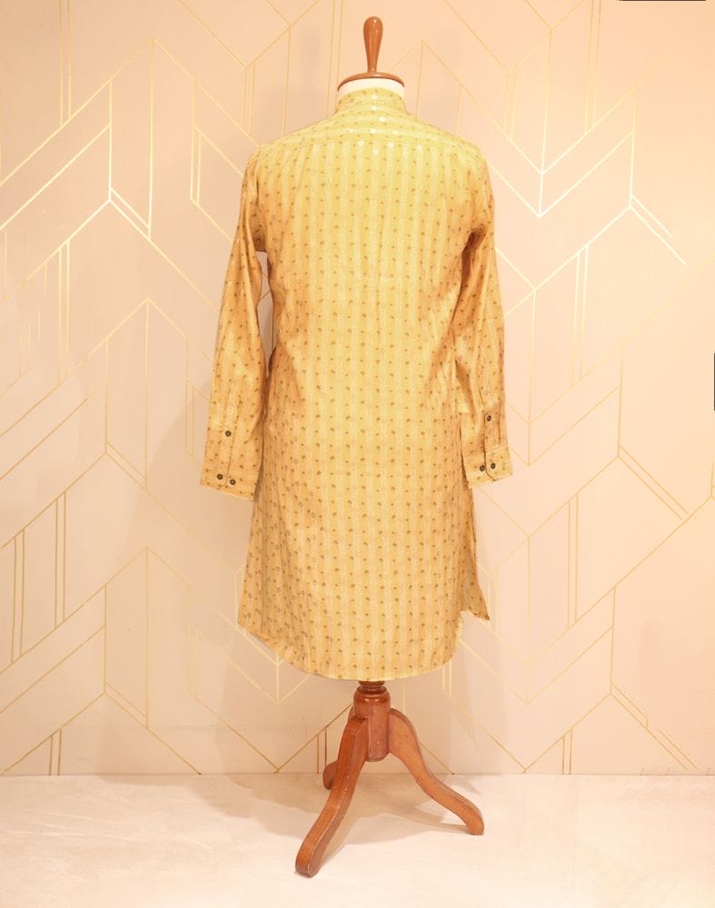 Yellow Floral Printed Cotton Silk Kurta Pyjama Set