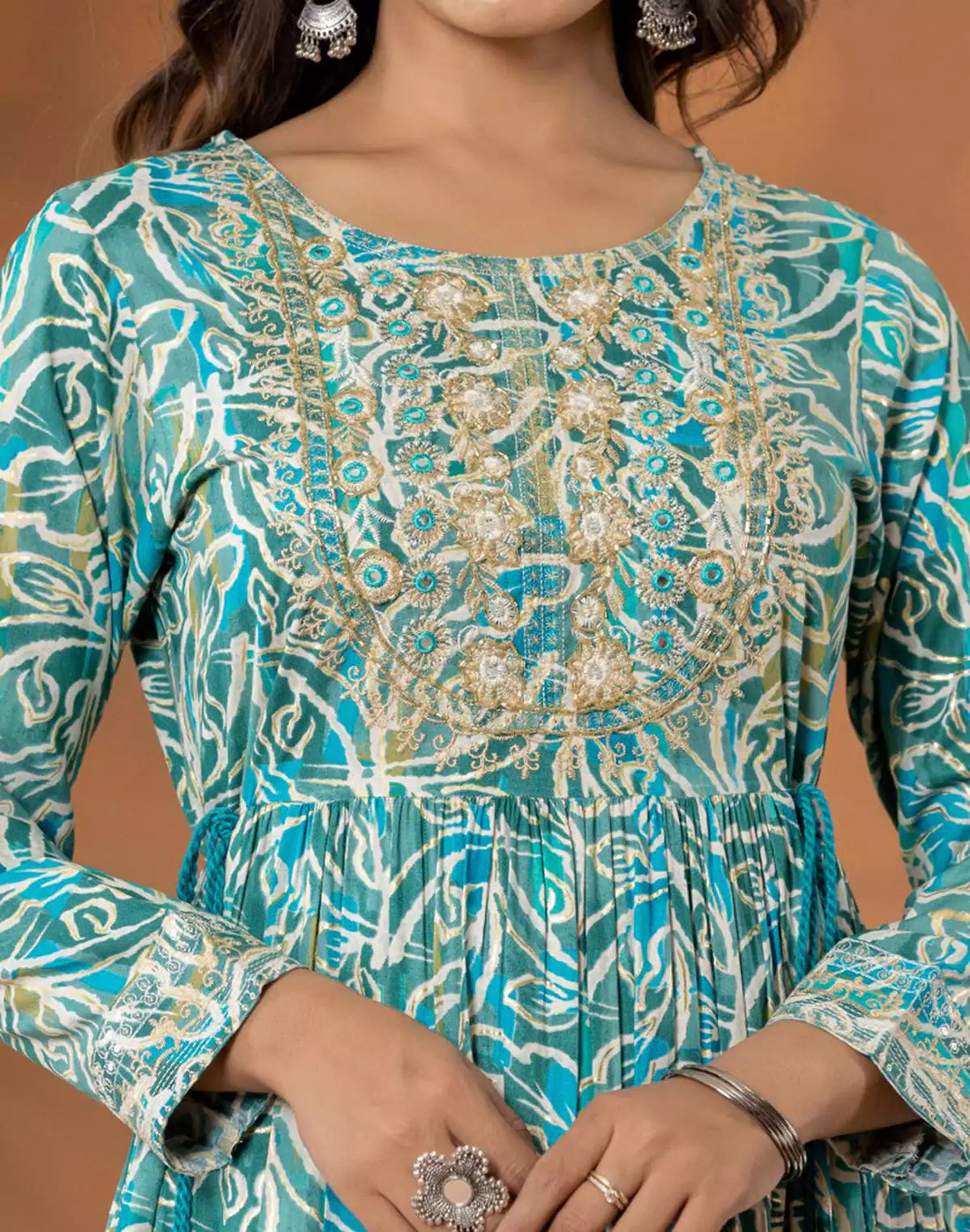 Elegant Rama Green Coloured Rayon Kurti