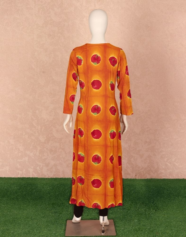 Mustard Floral Beads work Rayon Kurti