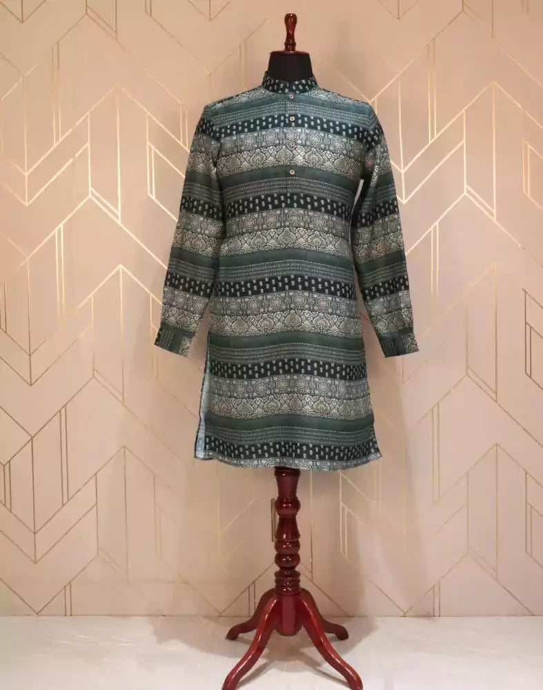 Green Floral Glaxo Cotton Printed Kurta Pyjama Set