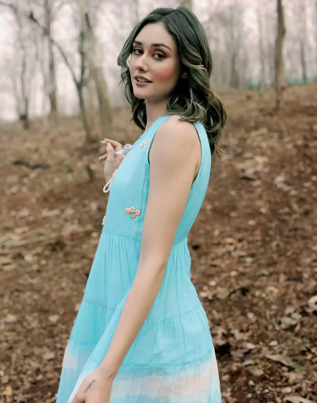 Sky Blue Plain Cotton stylish Kurti
