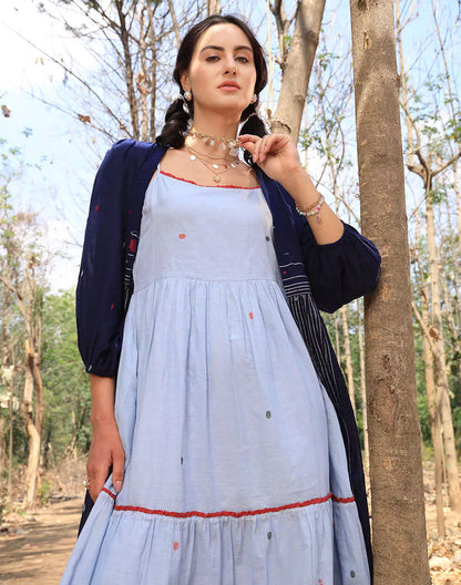 Jacket Style 3/4th Sleeve Navy Blue Cotton Shrug – RS Brothers