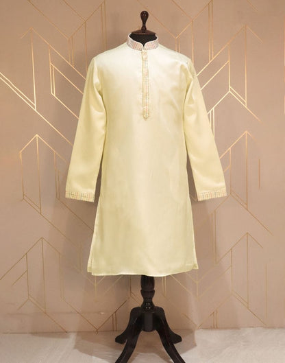 White Embellished Work Cotton Silk Kurta Jacket Set