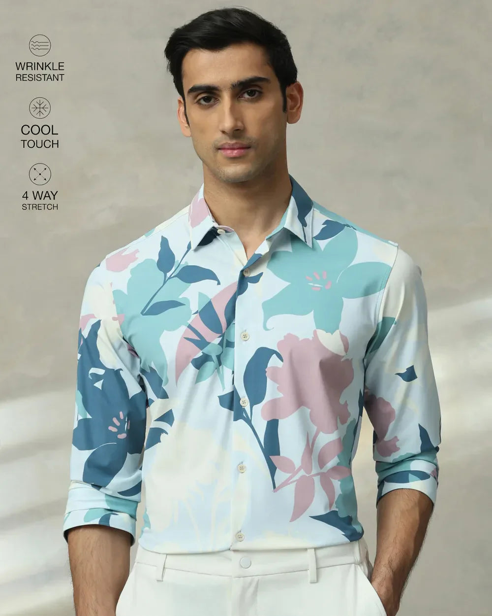 Stylish Light Blue Imported Stretch Nylon Full Sleeve Shirt