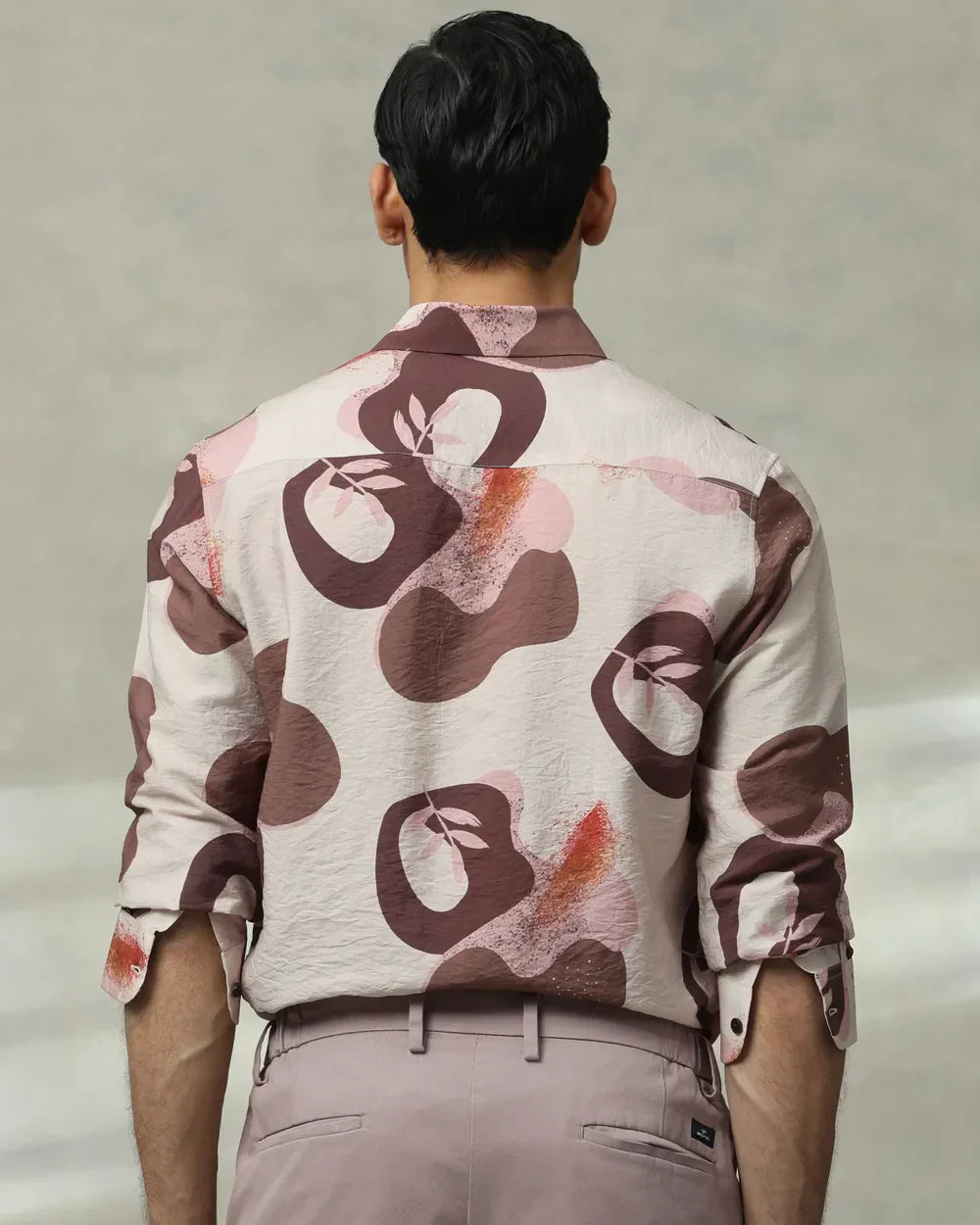 Brown Digital Printed Viscoe Nylon Full Sleeve Shirt