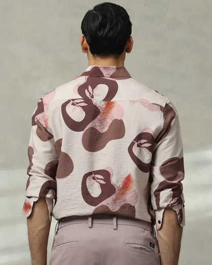 Brown Digital Printed Viscoe Nylon Full Sleeve Shirt