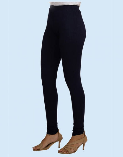 Twin Birds Navy Ribbon Cotton Lycra Pencil Cut Women Legging