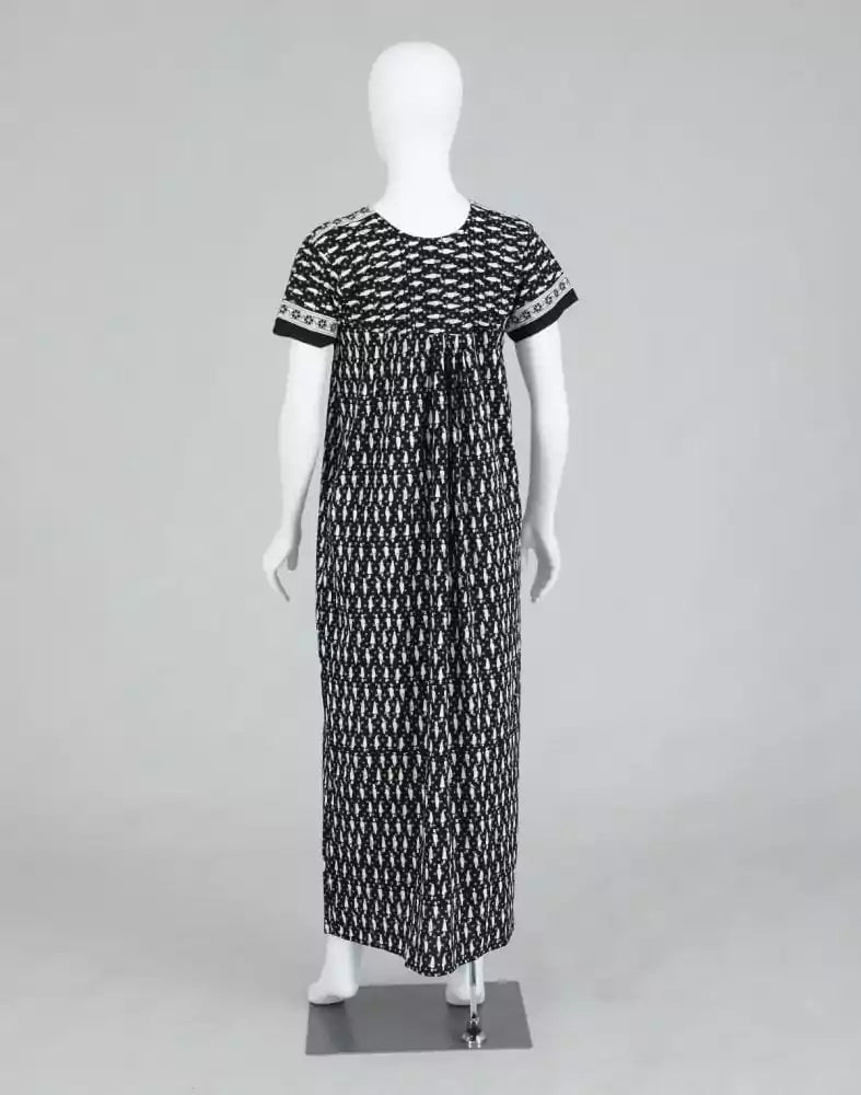 Black Polka Dots Cotton Printed Women Nighty