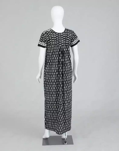 Black Polka Dots Cotton Printed Women Nighty