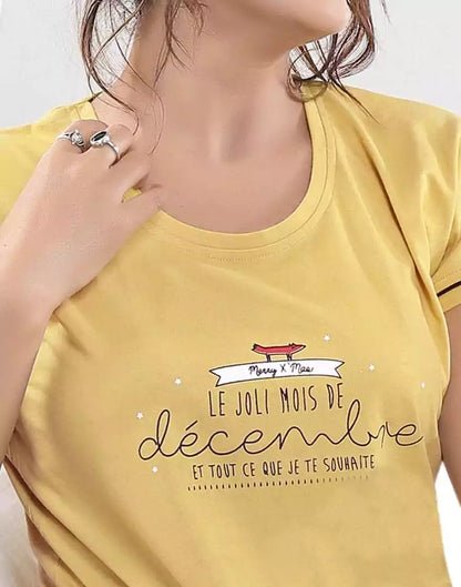 Mustard Typography Cotton Printed Capri Set