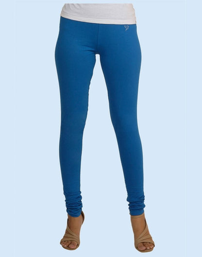 Twin Birds Peacock Blue Cotton Lycra Pencil Cut Women Legging