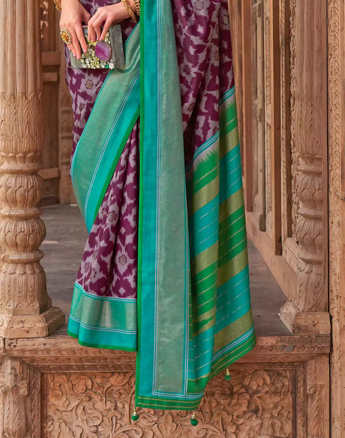 Mauve Purple Soft Patola Silk Saree