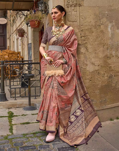 Peach Soft Silk Saree