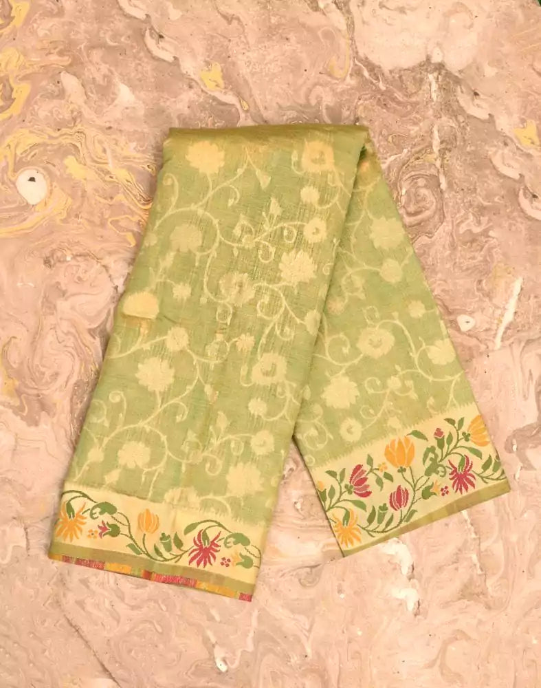 Green Floral Zari Banaras Fancy Saree