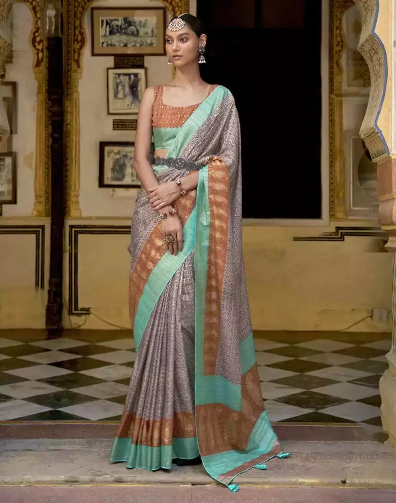 Brown Dola Silk beautiful Saree