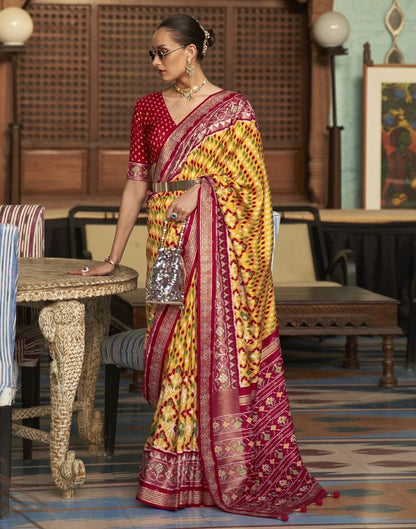 Magnificent Mustard Ikat Patola Printed Saree