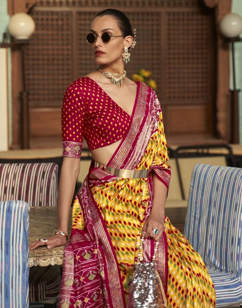 Magnificent Mustard Ikat Patola Printed Saree