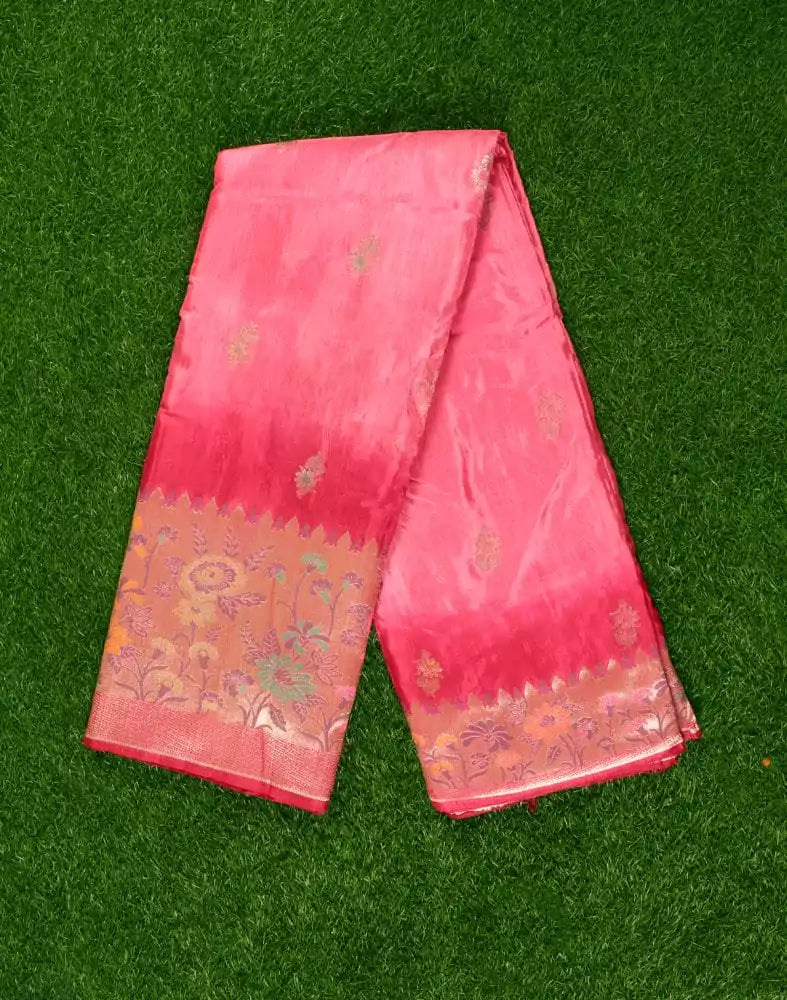 Light Pink Floral Banaras Fancy Saree