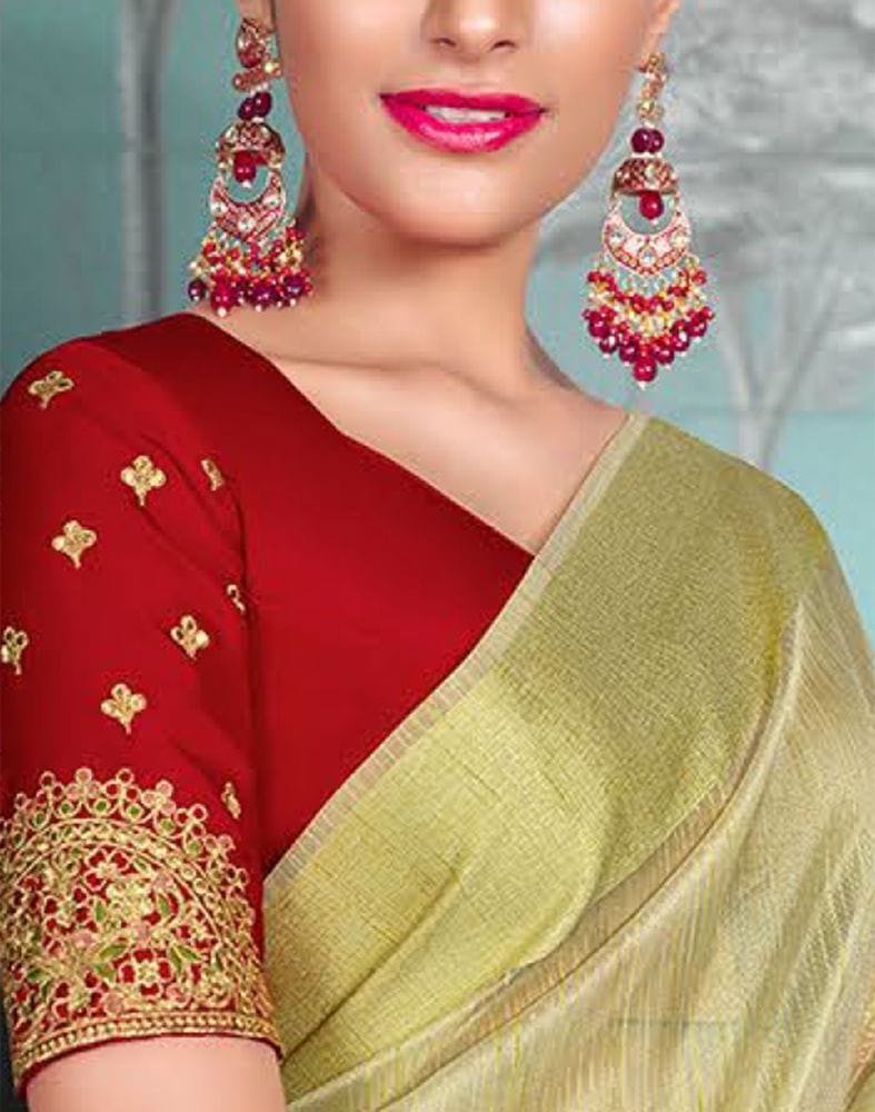 Lemon Coloured Striped Organza Saree