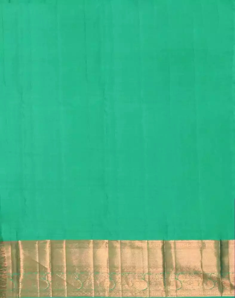 Sea Green Floral Pattern Pure Kanchi Pattu Saree