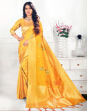 Banaras Fancy Yellow Colour Floral Saree